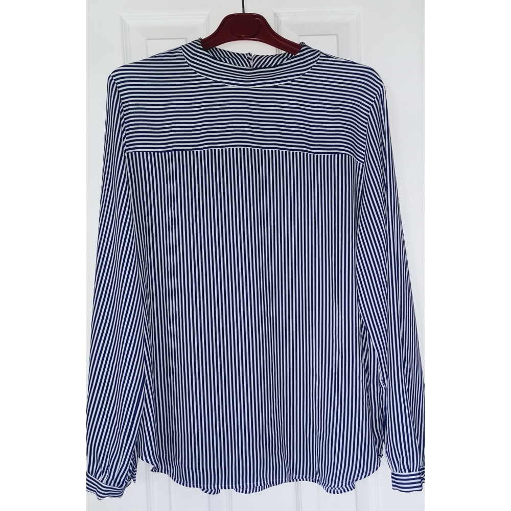 Blue and white striped blouse